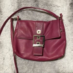 Perlina soft leather crossbody bag Fuschia